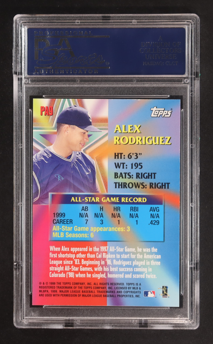 Alex Rodriguez 2000 Topps Perennial All-Stars #PA9 (PSA 9) at PristineAuction.com Alex Rodriguez 2000 Topps Perennial All-Stars #PA9 (PSA 9) at PristineAuction.com