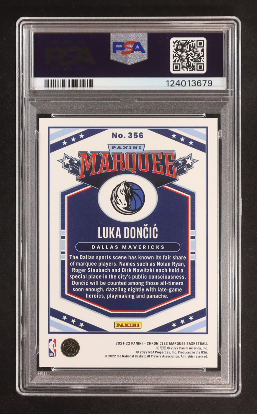 Luka Doncic/Marquee 2021-22 Panini Chronicles Green #356 (PSA 10) at PristineAuction.com Luka Doncic/Marquee 2021-22 Panini Chronicles Green #356 (PSA 10) at PristineAuction.com