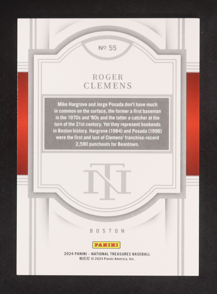 Roger Clemens 2024 Panini National Treasures #55 #26/99 at PristineAuction.com Roger Clemens 2024 Panini National Treasures #55 #26/99 at PristineAuction.com