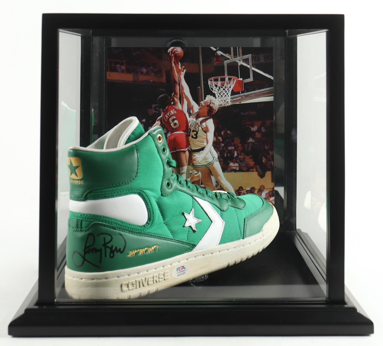 Larry Bird Signed Converse 1984 Boston Celtics Championship Special Edition Retired Basketball Shoe with Display Case (PSA) at PristineAuction.com Larry Bird Signed Converse 1984 Boston Celtics Championship Special Edition Retired Basketball Shoe with Display Case (PSA) at PristineAuction.com