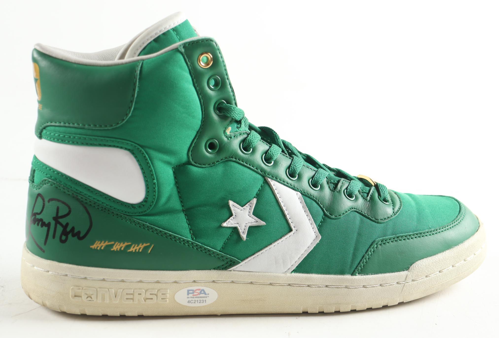 Larry Bird Signed Converse 1984 Boston Celtics Championship Special Edition Retired Basketball Shoe with Display Case (PSA) at PristineAuction.com Larry Bird Signed Converse 1984 Boston Celtics Championship Special Edition Retired Basketball Shoe with Display Case (PSA) at PristineAuction.com