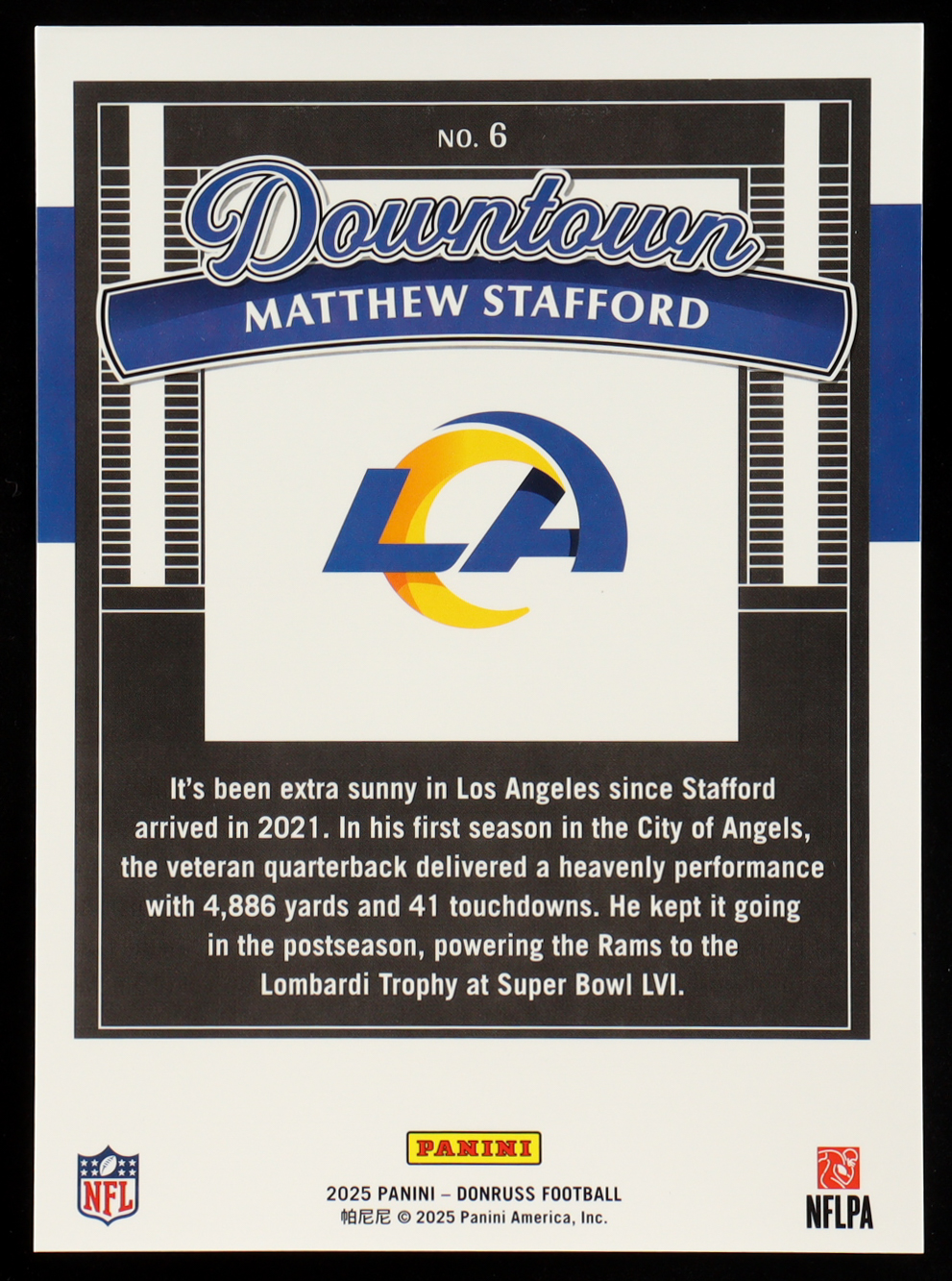 Matthew Stafford 2025 Donruss Downtown! Oversized #6 at PristineAuction.com Matthew Stafford 2025 Donruss Downtown! Oversized #6 at PristineAuction.com