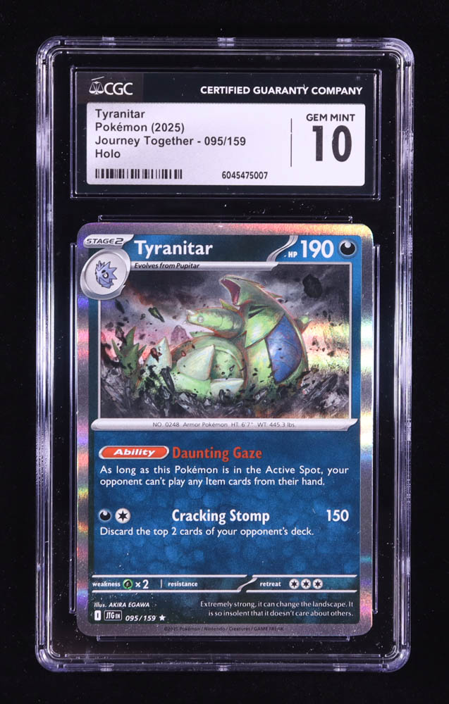 Tyranitar 2025 Pokemon TCG Scarlet & Violet Journey Together #095 HOLO (CGC 10) at PristineAuction.com Tyranitar 2025 Pokemon TCG Scarlet & Violet Journey Together #095 HOLO (CGC 10) at PristineAuction.com