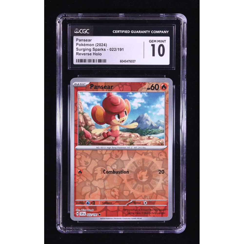 Pansear 2024 Pokemon TCG Scarlet & Violet Surging Sparks #022 REVERSE HOLO (CGC 10) at PristineAuction.com