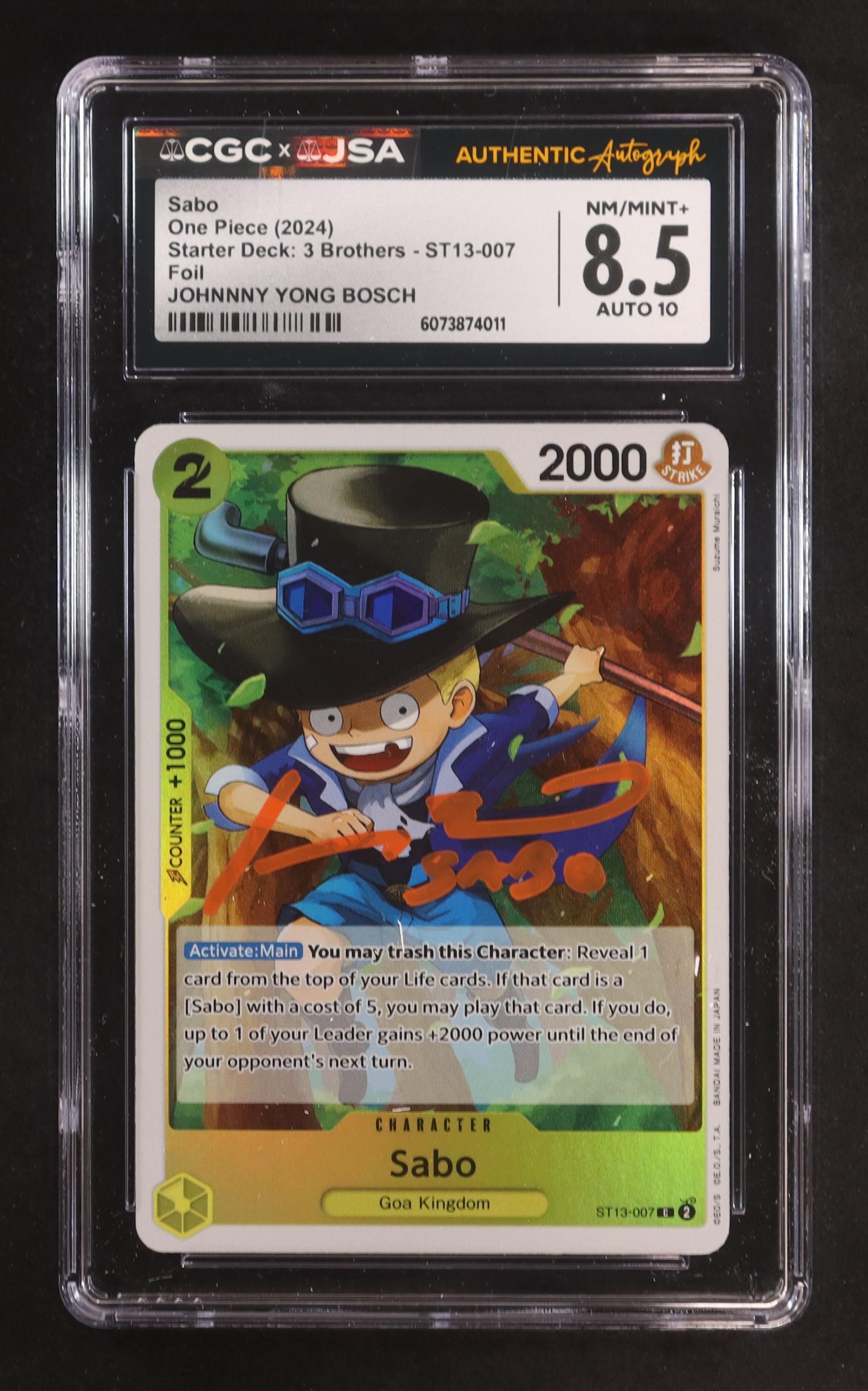 Sabo 2024 One Piece Card Game Starter Deck 13 The Three Brothers Ultra Deck Foil #ST13-007 (CGC 8.5 | Autograph Graded CGC 10) at PristineAuction.com Sabo 2024 One Piece Card Game Starter Deck 13 The Three Brothers Ultra Deck Foil #ST13-007 (CGC 8.5 | Autograph Graded CGC 10) at PristineAuction.com