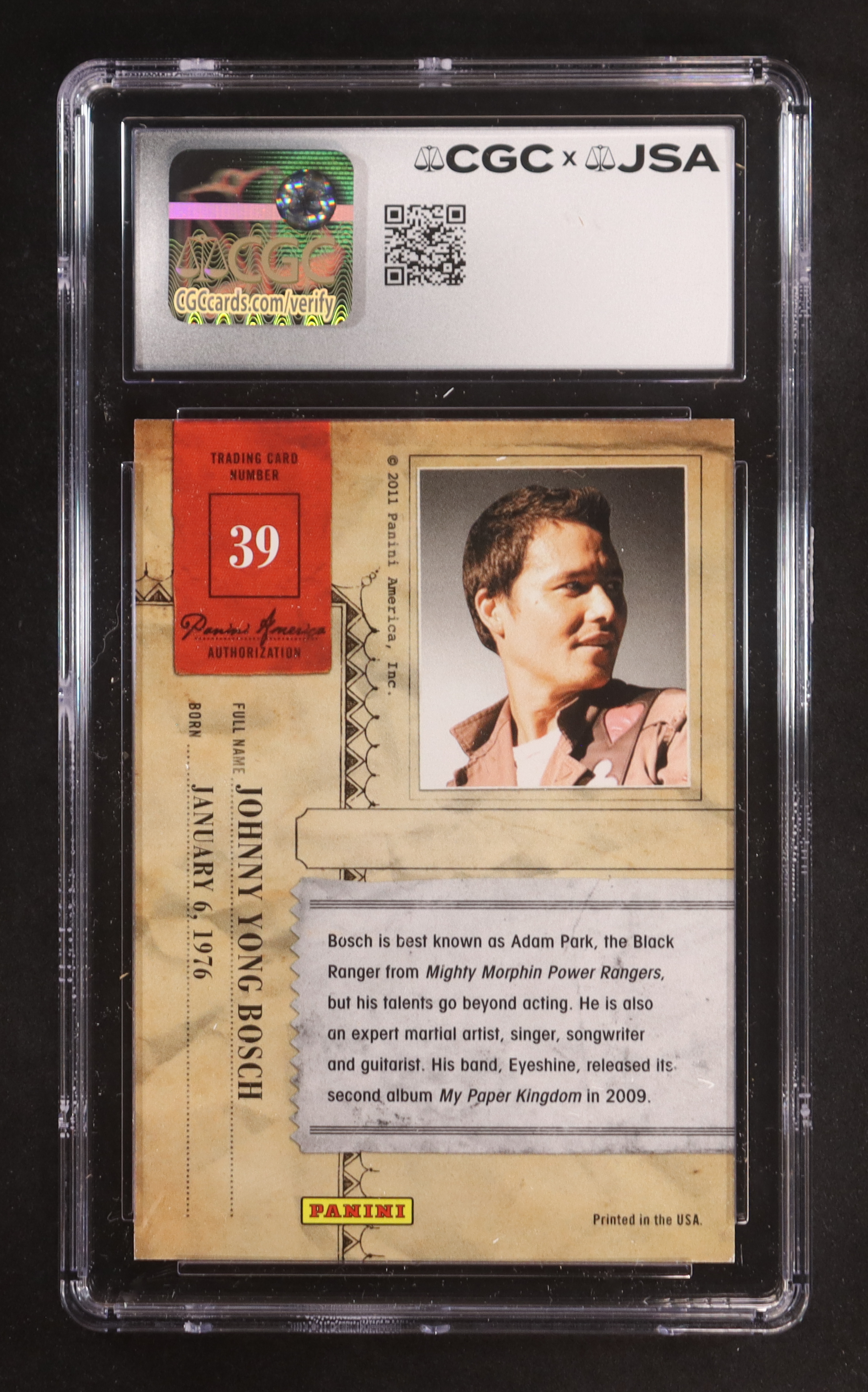 Johnnny Yong Bosch Signed 2011 Panini Americana #39 (CGC 10 | Autograph Graded CGC 10) at PristineAuction.com Johnnny Yong Bosch Signed 2011 Panini Americana #39 (CGC 10 | Autograph Graded CGC 10) at PristineAuction.com