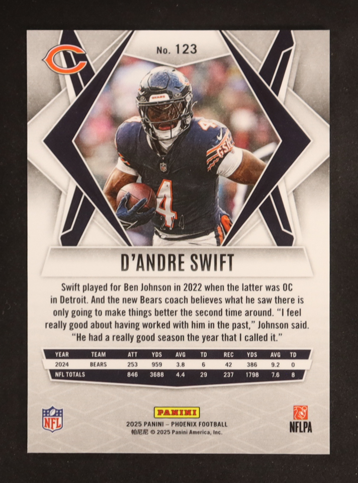 D'Andre Swift 2025 Panini Phoenix Dreamweaver #123 #2/4 at PristineAuction.com D'Andre Swift 2025 Panini Phoenix Dreamweaver #123 #2/4 at PristineAuction.com