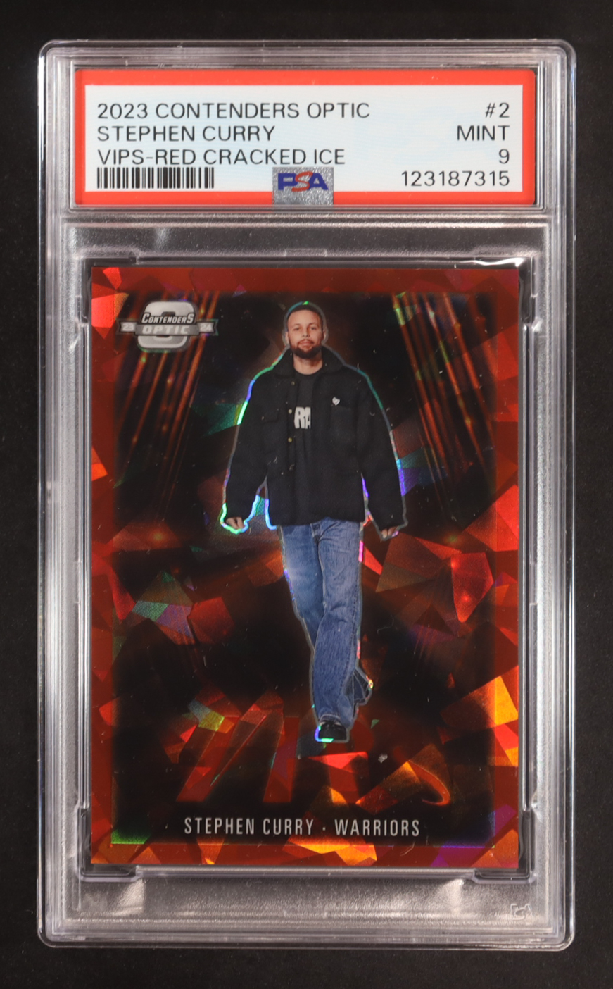 Stephen Curry 2023-24 Panini Contenders Optic VIP's Red Cracked Ice #2 (PSA 2) at PristineAuction.com Stephen Curry 2023-24 Panini Contenders Optic VIP's Red Cracked Ice #2 (PSA 2) at PristineAuction.com