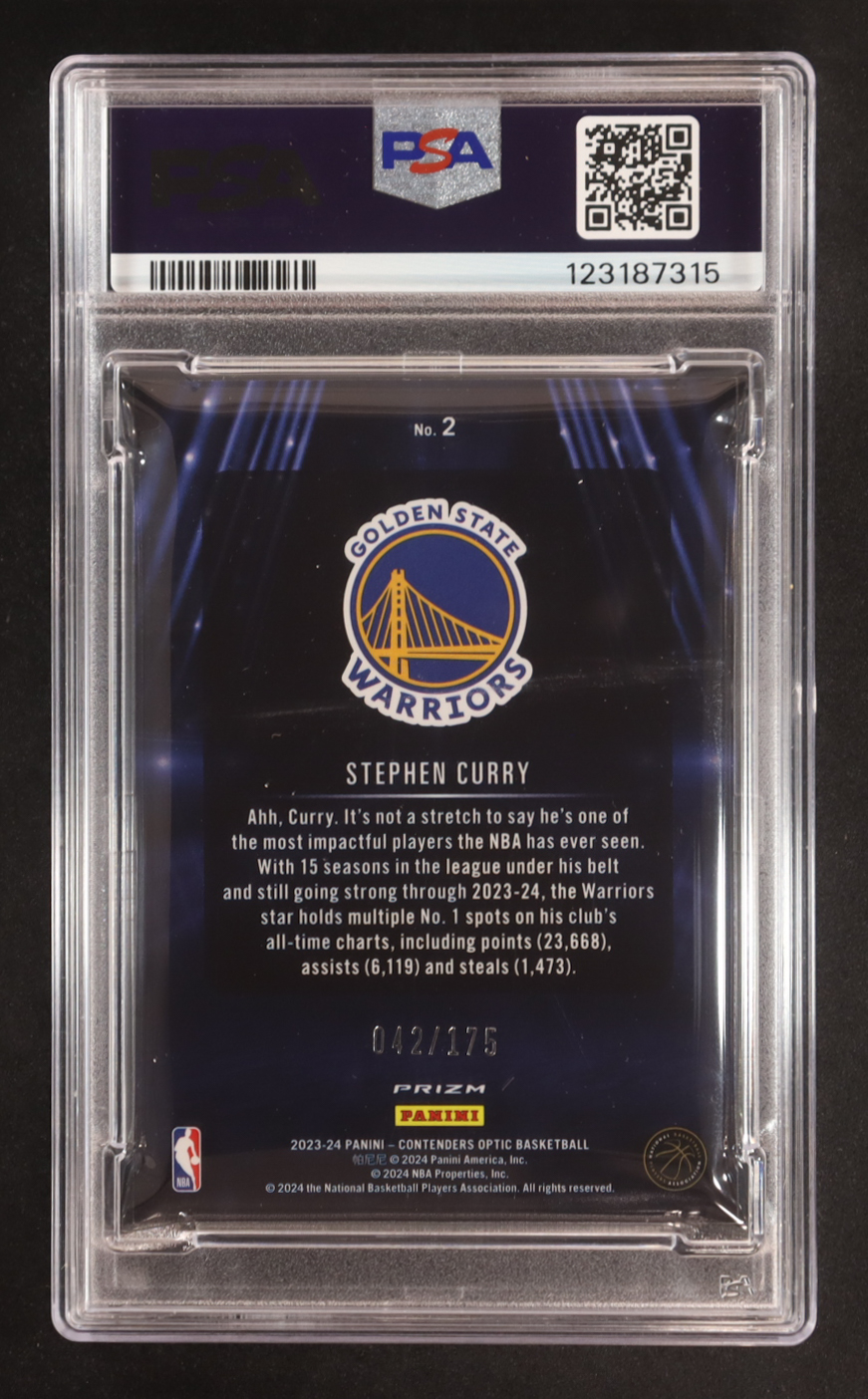 Stephen Curry 2023-24 Panini Contenders Optic VIP's Red Cracked Ice #2 (PSA 2) at PristineAuction.com Stephen Curry 2023-24 Panini Contenders Optic VIP's Red Cracked Ice #2 (PSA 2) at PristineAuction.com