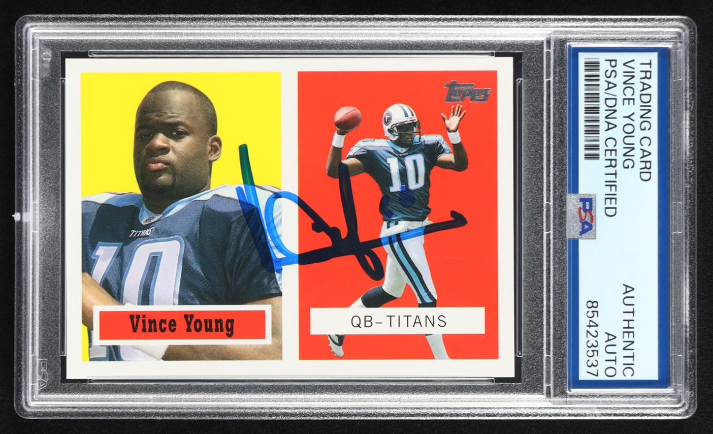 Vince Young Signed 2006 Topps Turn Back the Clock #21 RC (PSA) at PristineAuction.com Vince Young Signed 2006 Topps Turn Back the Clock #21 RC (PSA) at PristineAuction.com