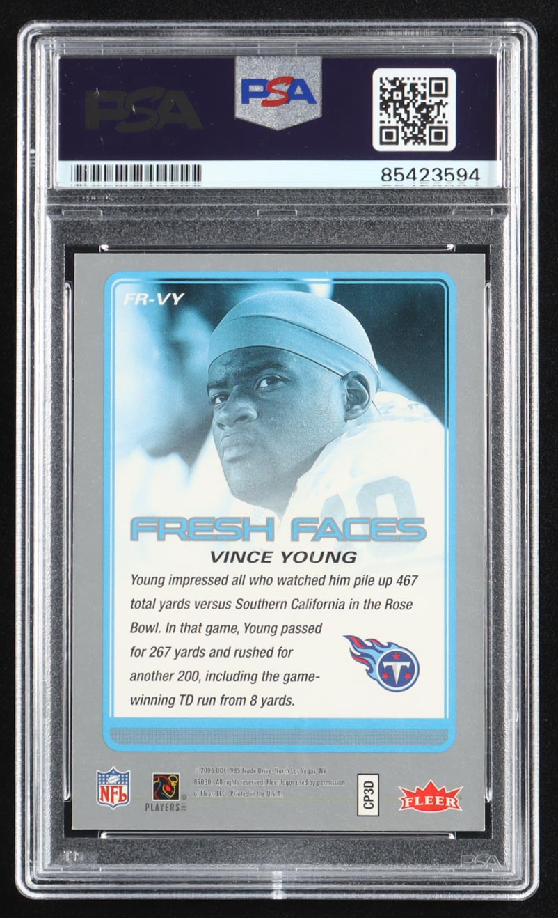 Vince Young Signed 2006 Fleer Fresh Faces #FRVY RC (PSA) at PristineAuction.com Vince Young Signed 2006 Fleer Fresh Faces #FRVY RC (PSA) at PristineAuction.com