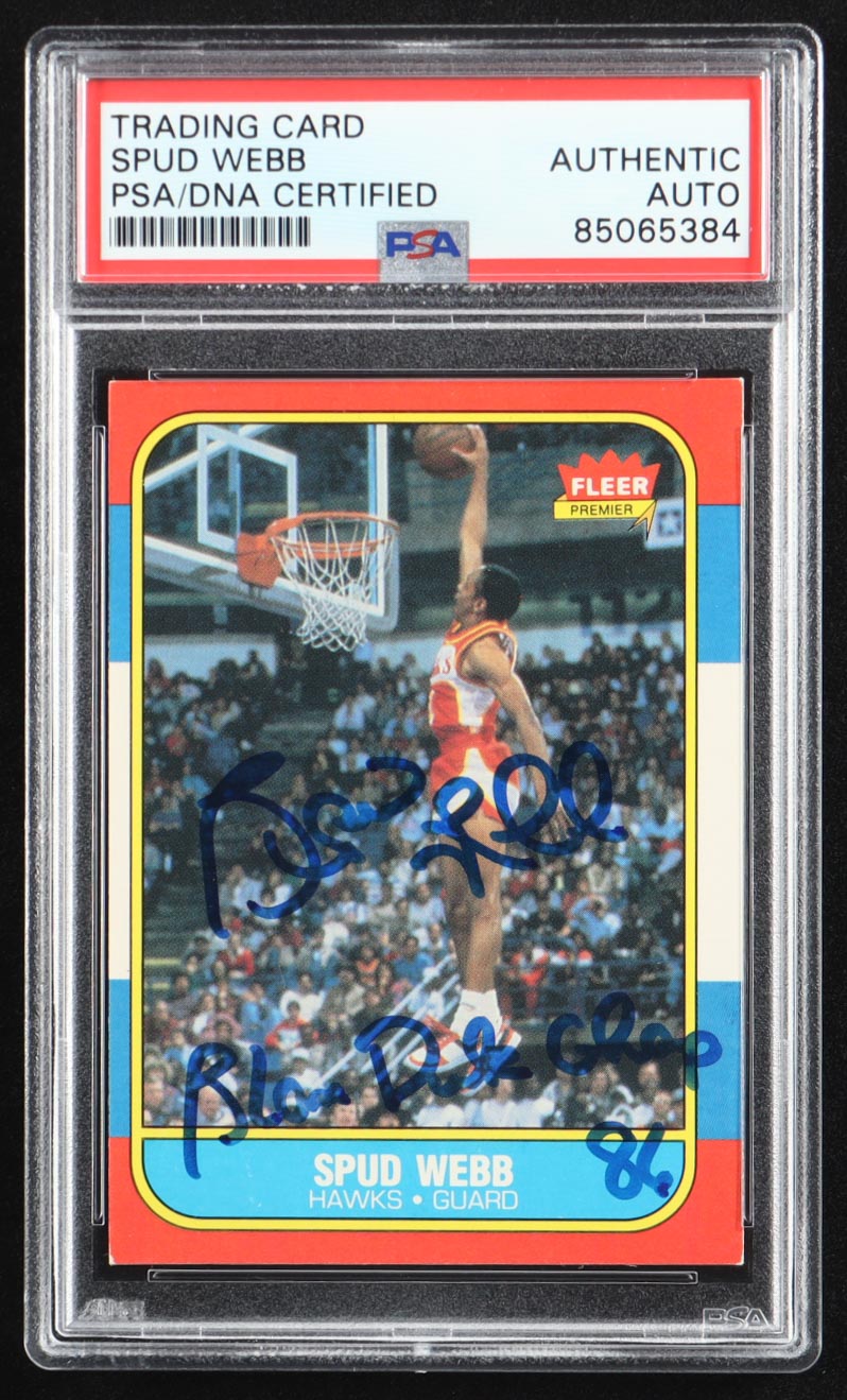 Spud Webb Signed 1986-87 Fleer #120 RC (PSA) at PristineAuction.com Spud Webb Signed 1986-87 Fleer #120 RC (PSA) at PristineAuction.com