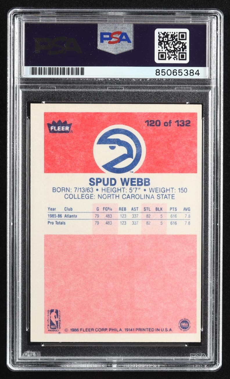 Spud Webb Signed 1986-87 Fleer #120 RC (PSA) at PristineAuction.com Spud Webb Signed 1986-87 Fleer #120 RC (PSA) at PristineAuction.com