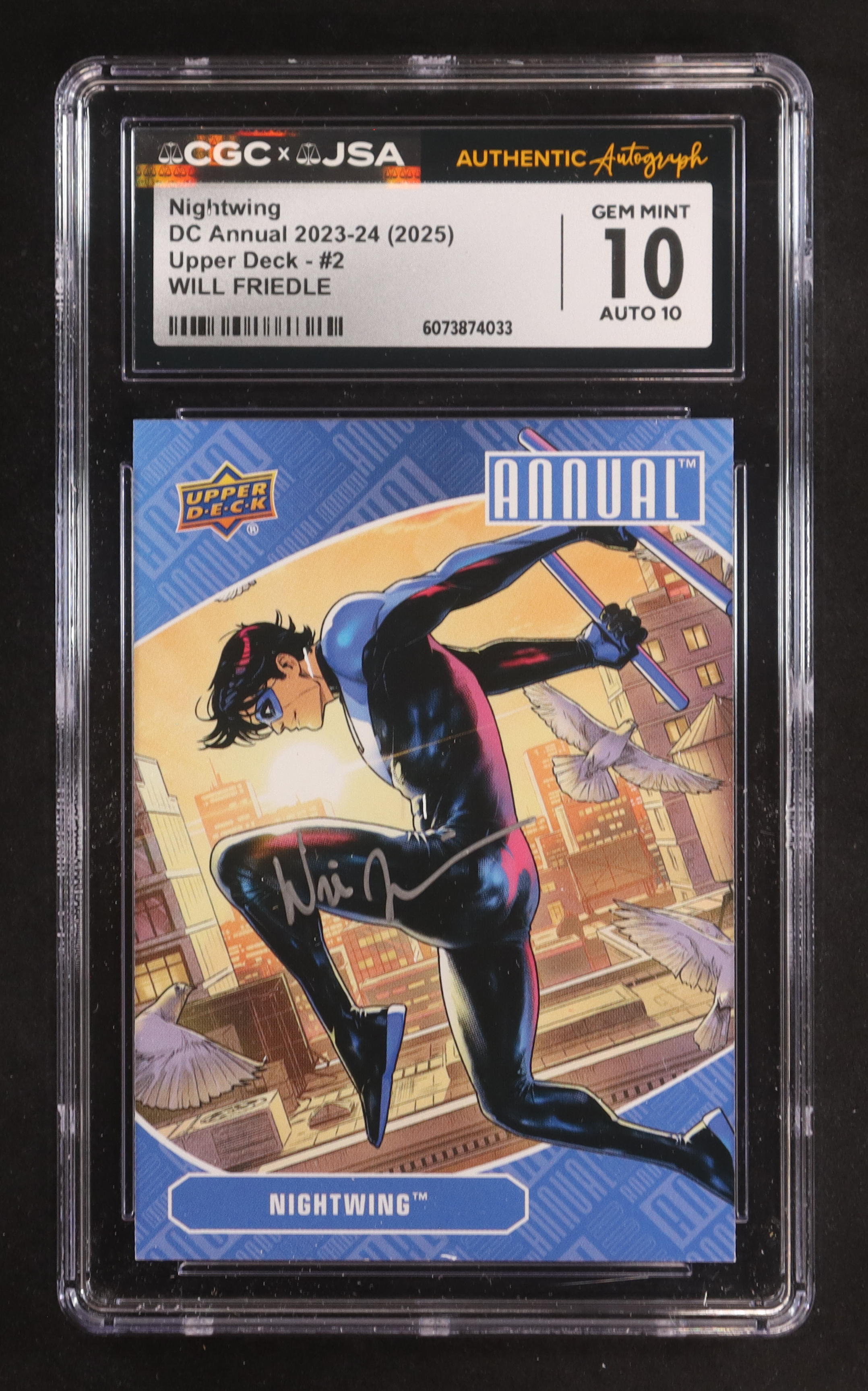 Will Friedle Signed 2023-24 Nightwing Upper Deck DC Annual #2 (CGC 10 | Autograph Graded CGC 10) at PristineAuction.com Will Friedle Signed 2023-24 Nightwing Upper Deck DC Annual #2 (CGC 10 | Autograph Graded CGC 10) at PristineAuction.com