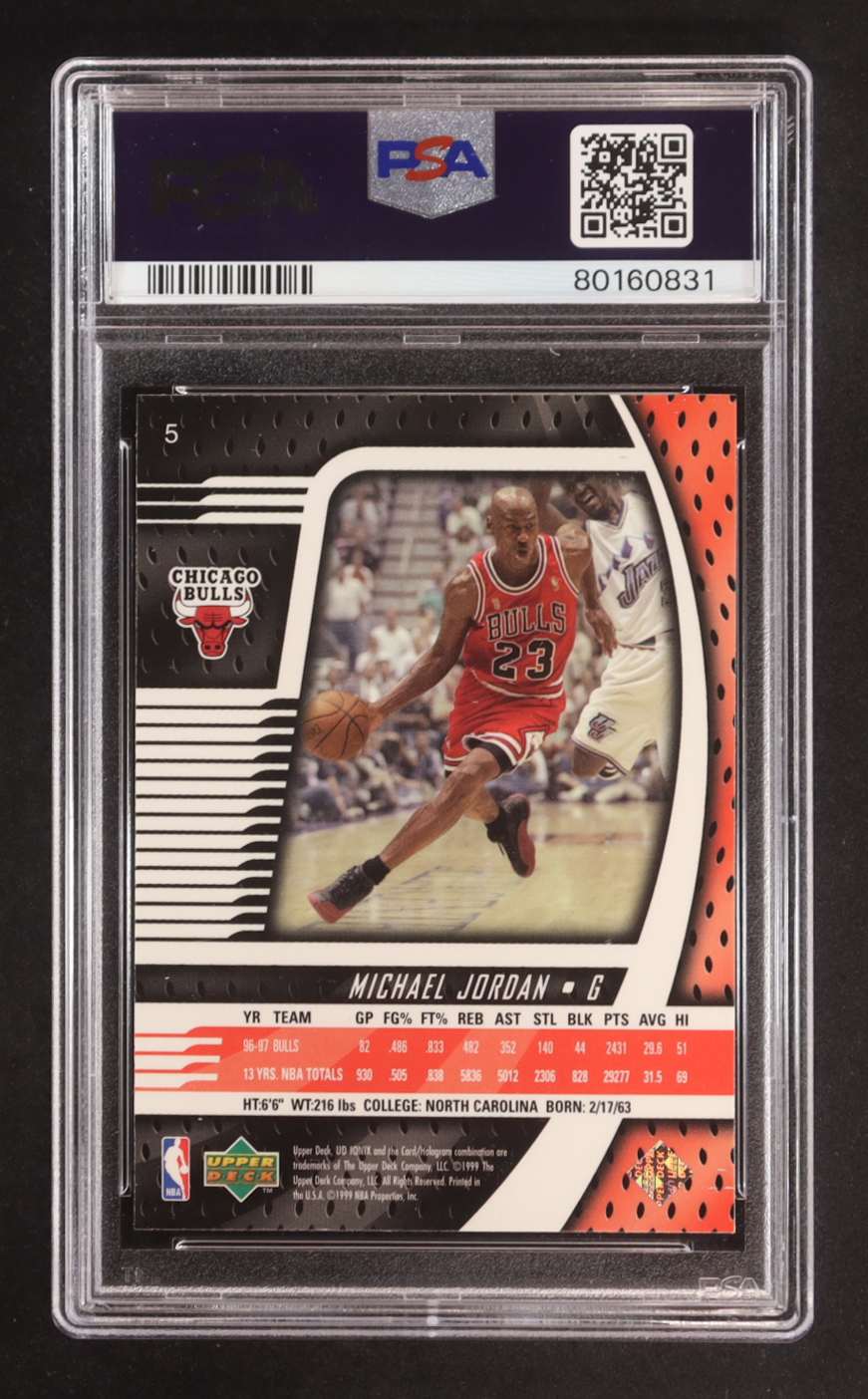 Michael Jordan 1998-99 UD Ionix #5 (PSA 9) at PristineAuction.com Michael Jordan 1998-99 UD Ionix #5 (PSA 9) at PristineAuction.com