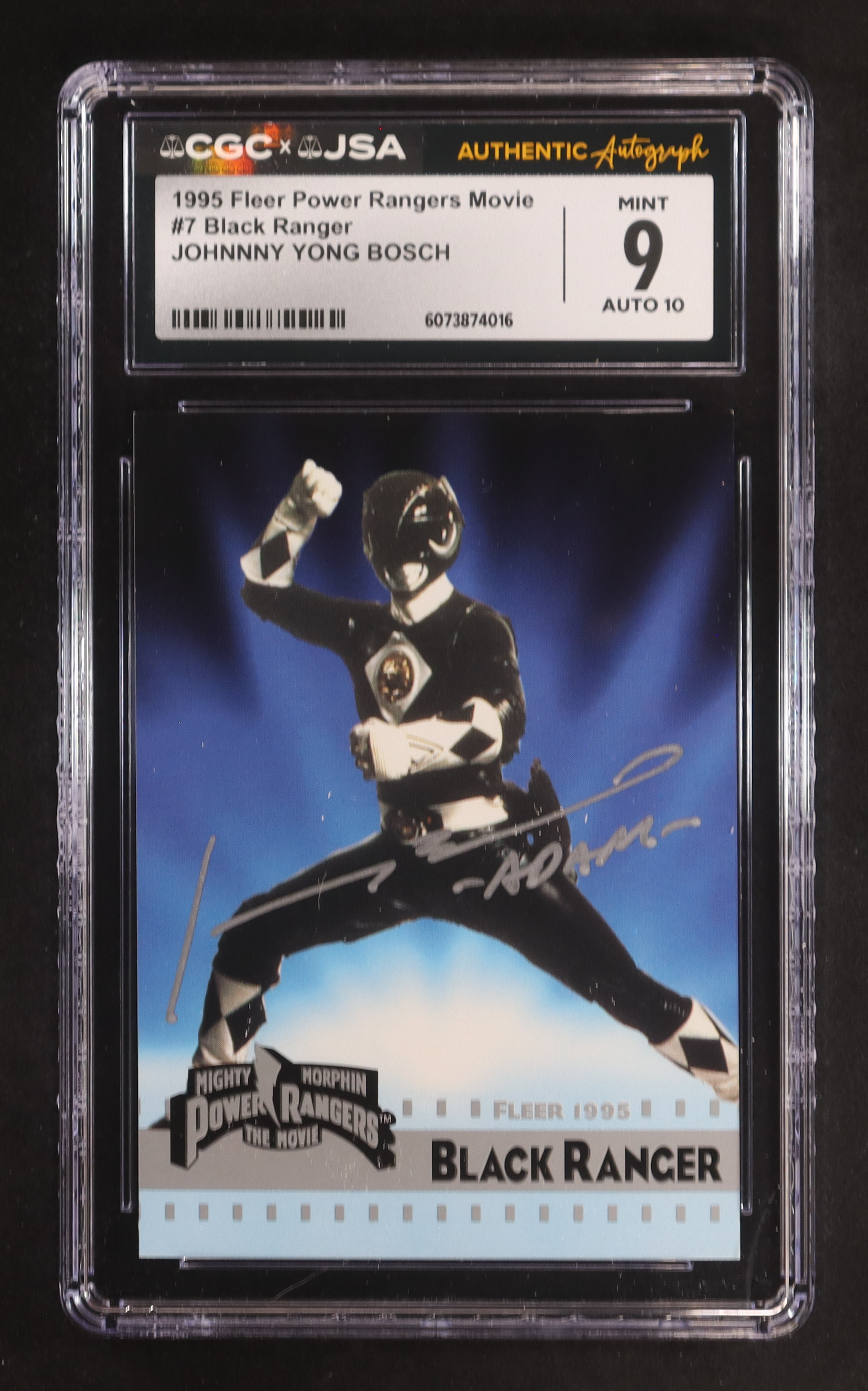 Johnnny Yong Bosch Signed 1995 Fleer Power Rangers Movie Black Ranger #7 (CGC 9 | Autograph Graded CGC 10) at PristineAuction.com Johnnny Yong Bosch Signed 1995 Fleer Power Rangers Movie Black Ranger #7 (CGC 9 | Autograph Graded CGC 10) at PristineAuction.com