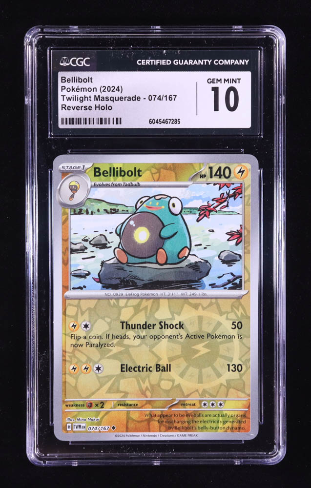 Bellibolt 2024 Pokemon TCG Scarlet & Violet Twilight Masquerade #074 REVERSE HOLO (CGC 10) at PristineAuction.com Bellibolt 2024 Pokemon TCG Scarlet & Violet Twilight Masquerade #074 REVERSE HOLO (CGC 10) at PristineAuction.com