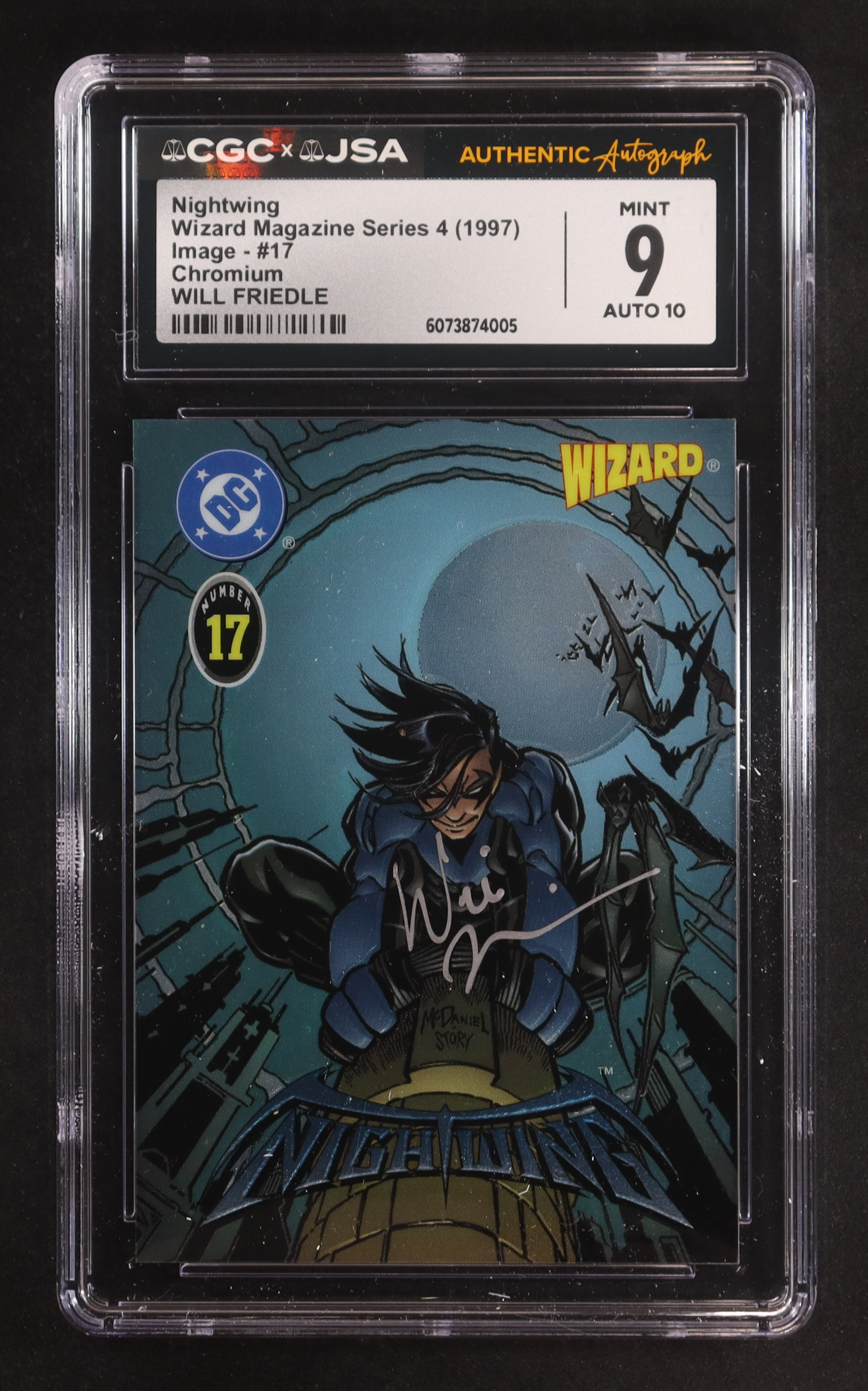 Will Friedle Signed 1997 Nightwing Wizard Magazine Series 4 Chromium #17 (CGC 9 | Autograph Graded CGC 10) at PristineAuction.com Will Friedle Signed 1997 Nightwing Wizard Magazine Series 4 Chromium #17 (CGC 9 | Autograph Graded CGC 10) at PristineAuction.com