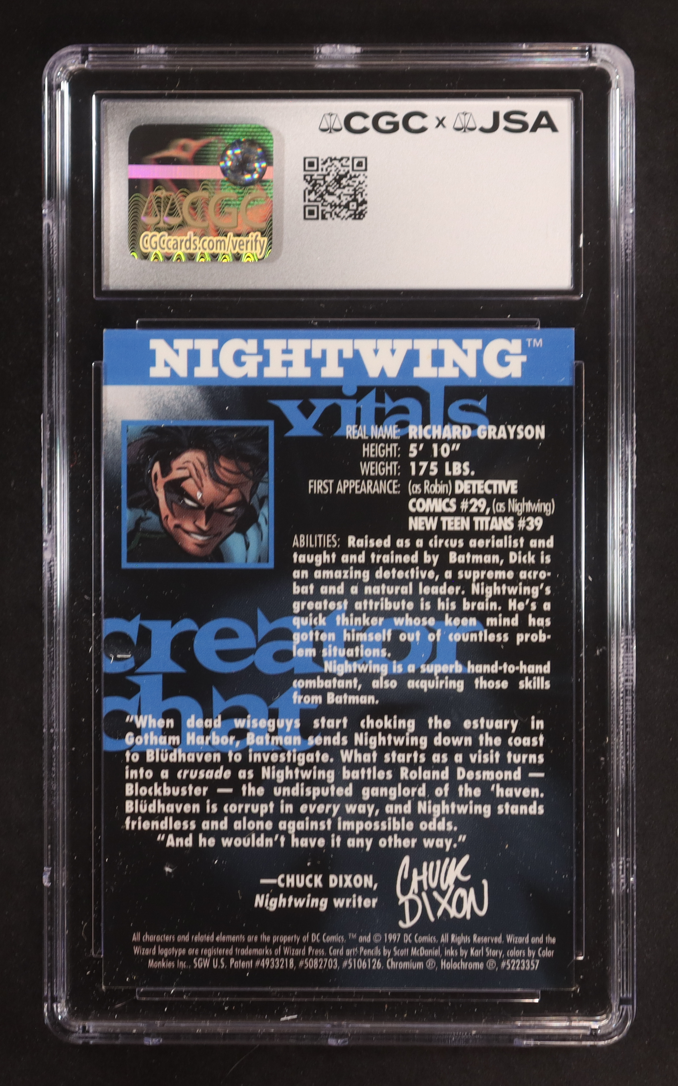 Will Friedle Signed 1997 Nightwing Wizard Magazine Series 4 Chromium #17 (CGC 9 | Autograph Graded CGC 10) at PristineAuction.com Will Friedle Signed 1997 Nightwing Wizard Magazine Series 4 Chromium #17 (CGC 9 | Autograph Graded CGC 10) at PristineAuction.com