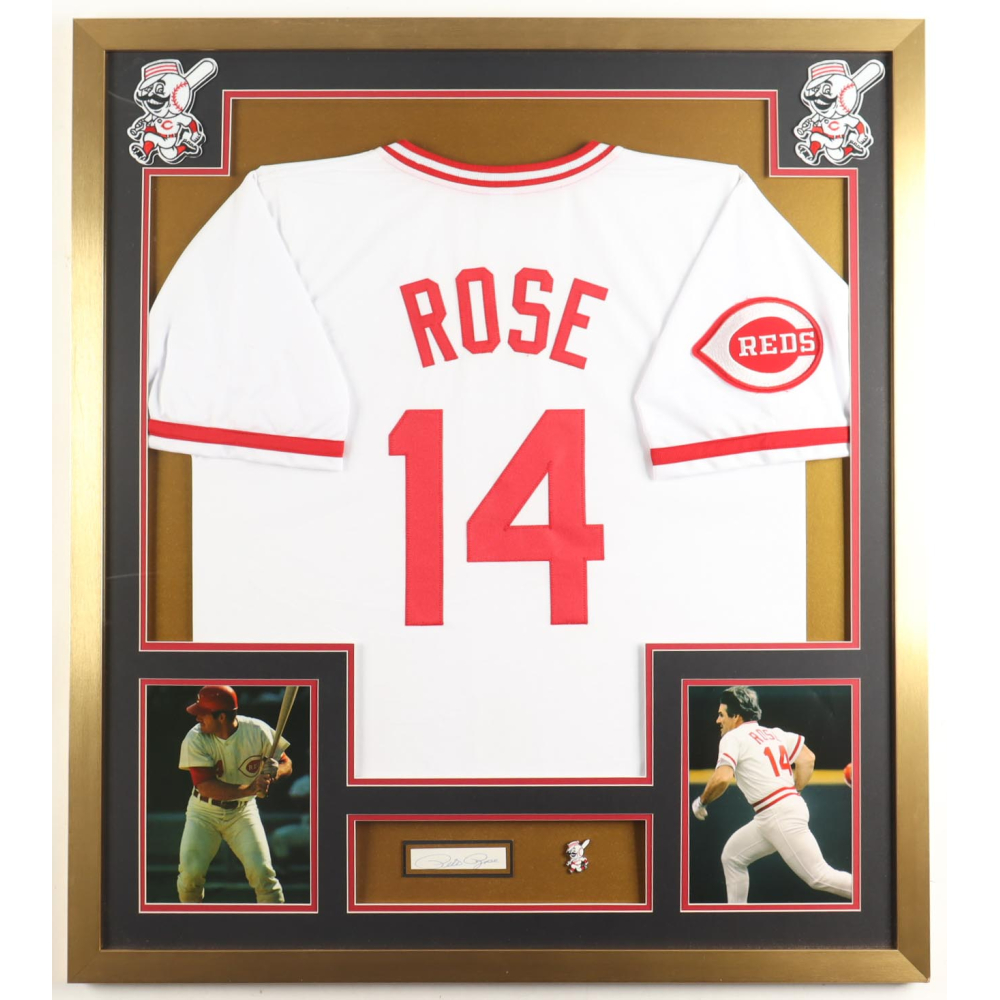 Pete Rose Signed Custom Framed Cut Display with Jersey & Big Red ...