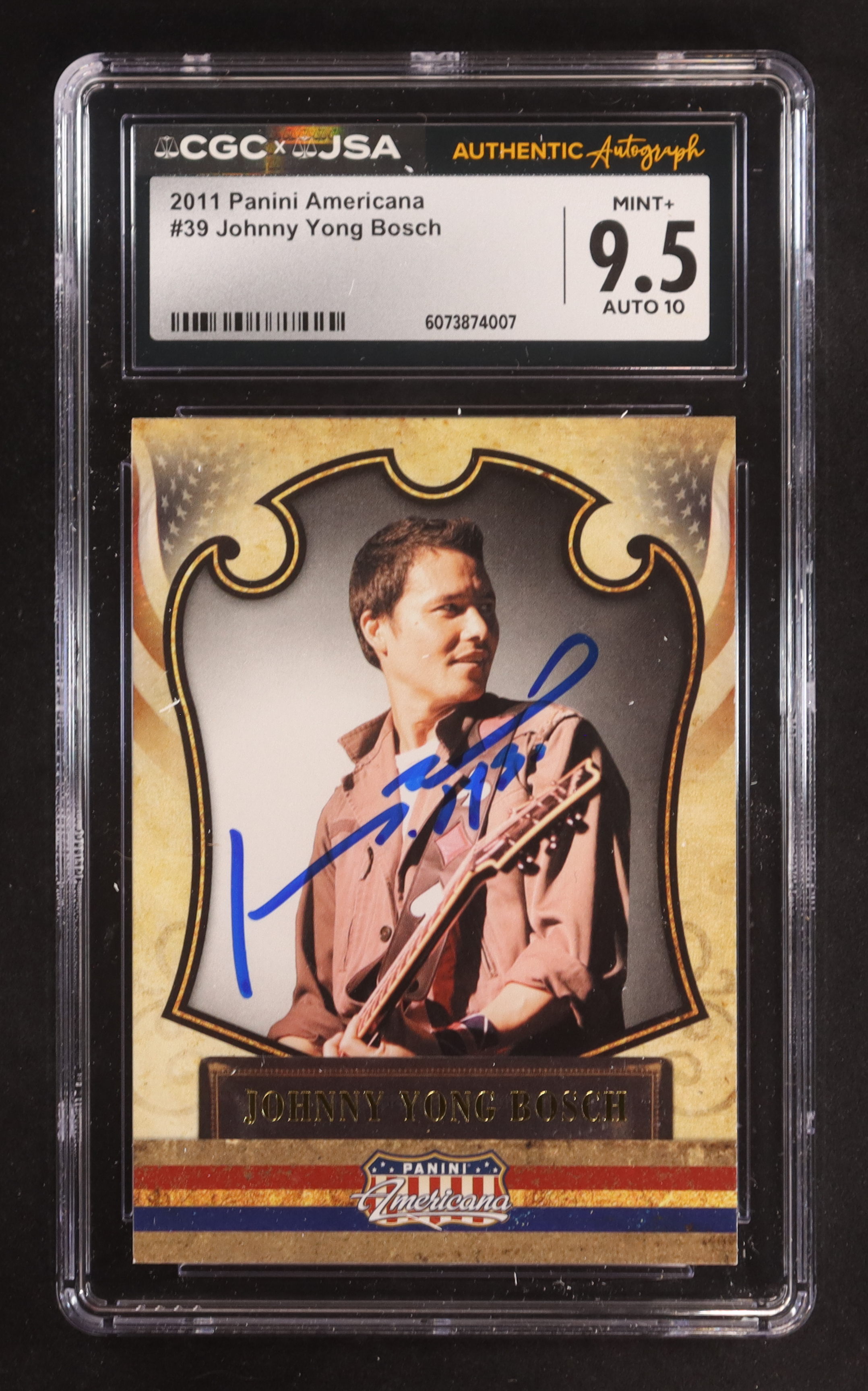 Johnnny Yong Bosch Signed 2011 Panini Americana #39 (CGC 9.5 | Autograph Graded CGC 10) at PristineAuction.com Johnnny Yong Bosch Signed 2011 Panini Americana #39 (CGC 9.5 | Autograph Graded CGC 10) at PristineAuction.com