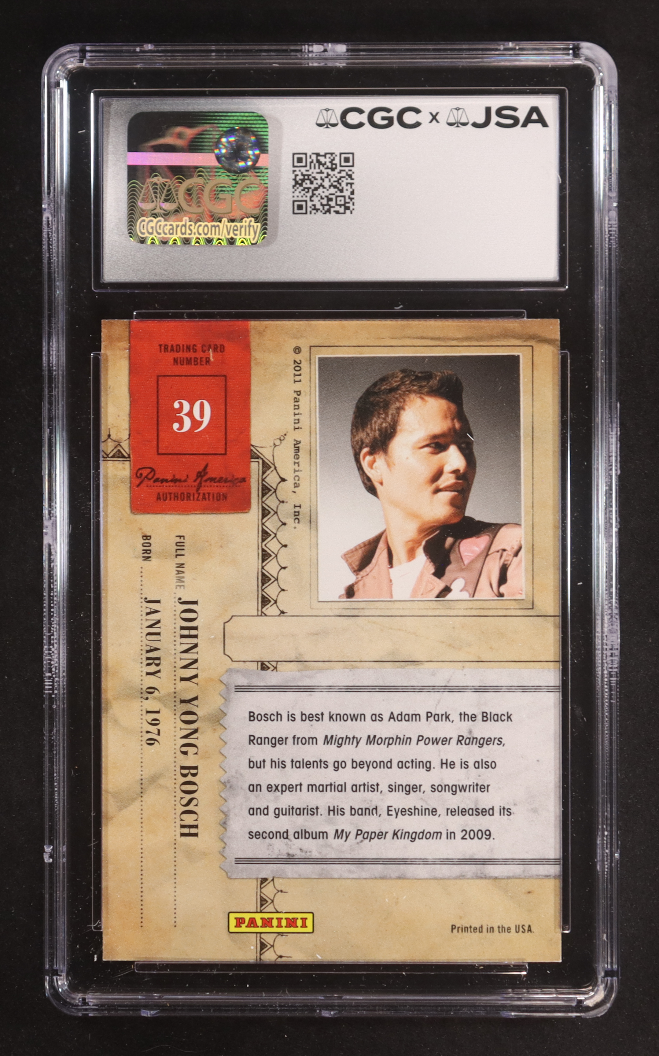 Johnnny Yong Bosch Signed 2011 Panini Americana #39 (CGC 9.5 | Autograph Graded CGC 10) at PristineAuction.com Johnnny Yong Bosch Signed 2011 Panini Americana #39 (CGC 9.5 | Autograph Graded CGC 10) at PristineAuction.com