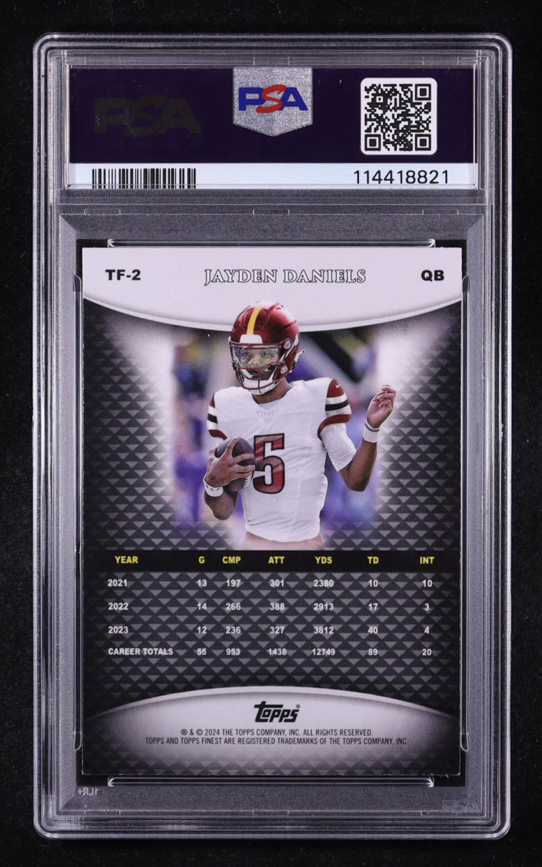Jayden Daniels 2024 Topps Team Finest #TF2 RC (PSA 8) at PristineAuction.com Jayden Daniels 2024 Topps Team Finest #TF2 RC (PSA 8) at PristineAuction.com