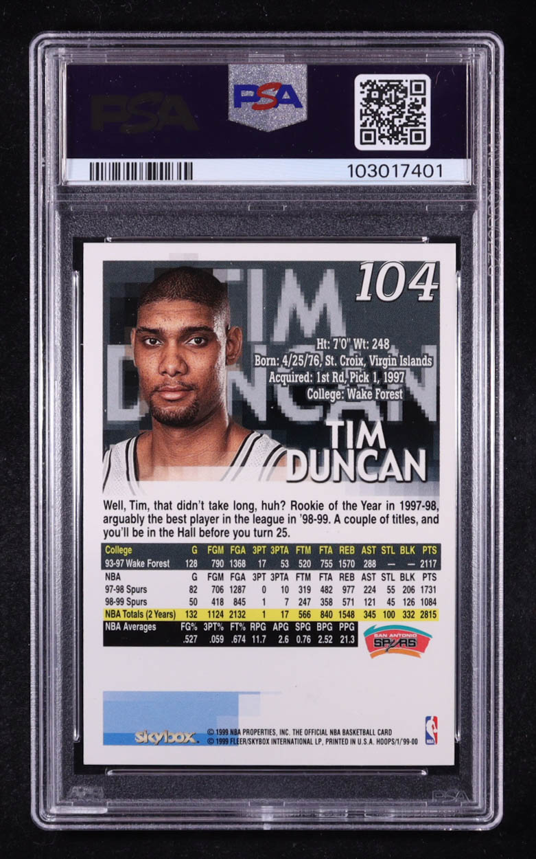 Tim Duncan NBA Hoops Skybox #104 (PSA 10) at PristineAuction.com Tim Duncan NBA Hoops Skybox #104 (PSA 10) at PristineAuction.com
