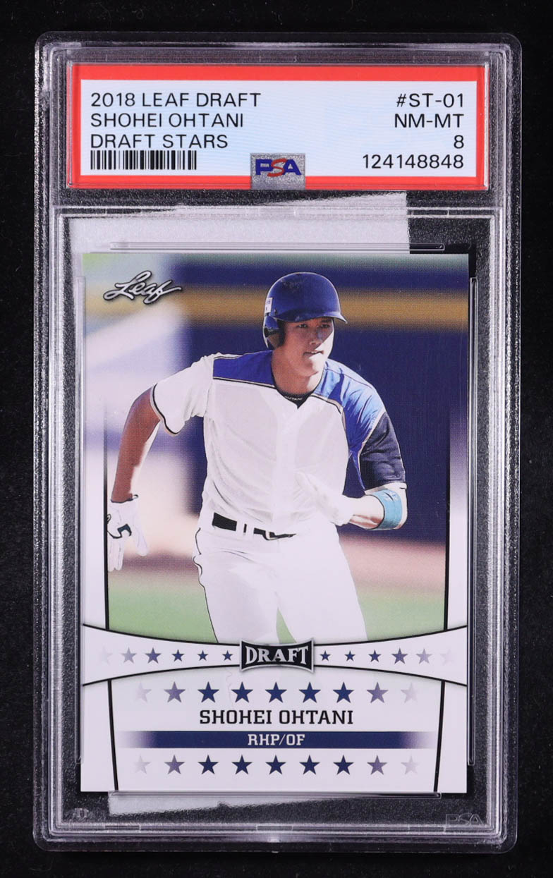 Shohei Ohtani 2018 Leaf Draft Stars #ST-01 RC (PSA 8) at PristineAuction.com Shohei Ohtani 2018 Leaf Draft Stars #ST-01 RC (PSA 8) at PristineAuction.com