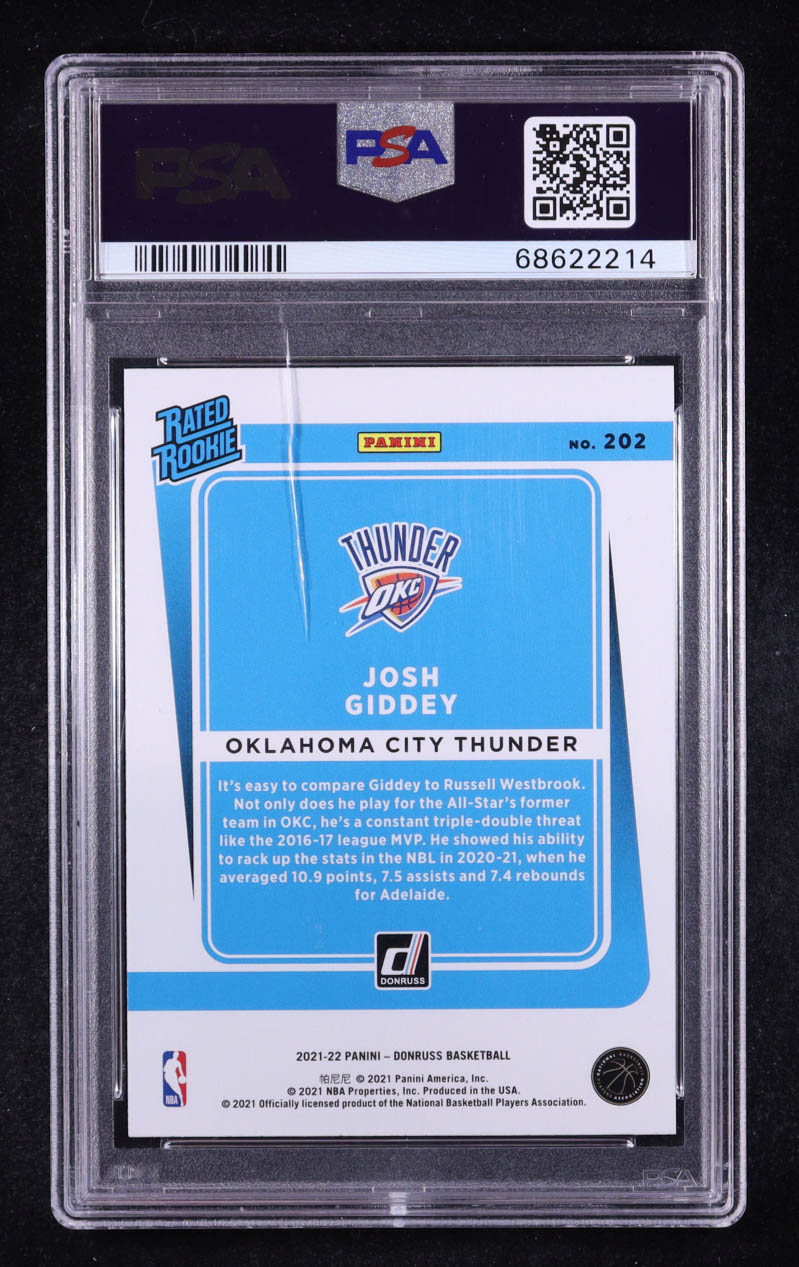 Josh Giddey 2021-22 Donruss Holo Green Laser #202 RR RC (PSA 10) at PristineAuction.com Josh Giddey 2021-22 Donruss Holo Green Laser #202 RR RC (PSA 10) at PristineAuction.com