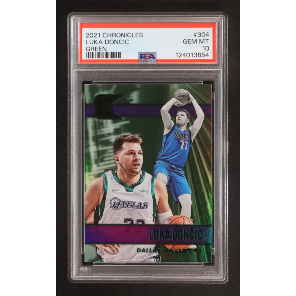 Luka Doncic/Essentials 2021-22 Panini Chronicles Green #304 (PSA 10) at PristineAuction.com