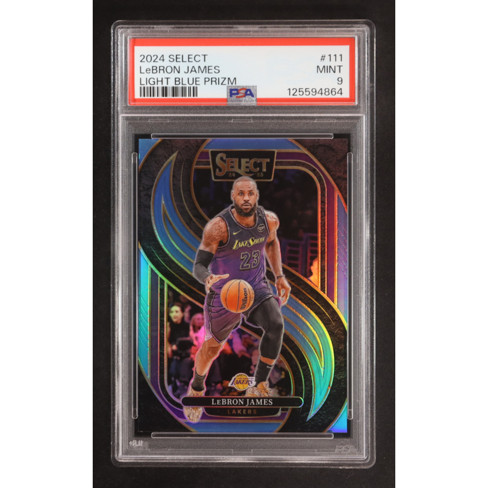 LeBron James 2024-25 Select Light Blue Disco Prizms #111 (PSA 9) at PristineAuction.com
