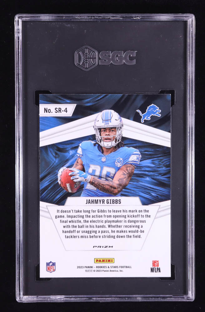 Jahmyr Gibbs 2023 Rookies and Stars Stellar Rookies Longevity #4 RC (SGC 10) at PristineAuction.com Jahmyr Gibbs 2023 Rookies and Stars Stellar Rookies Longevity #4 RC (SGC 10) at PristineAuction.com