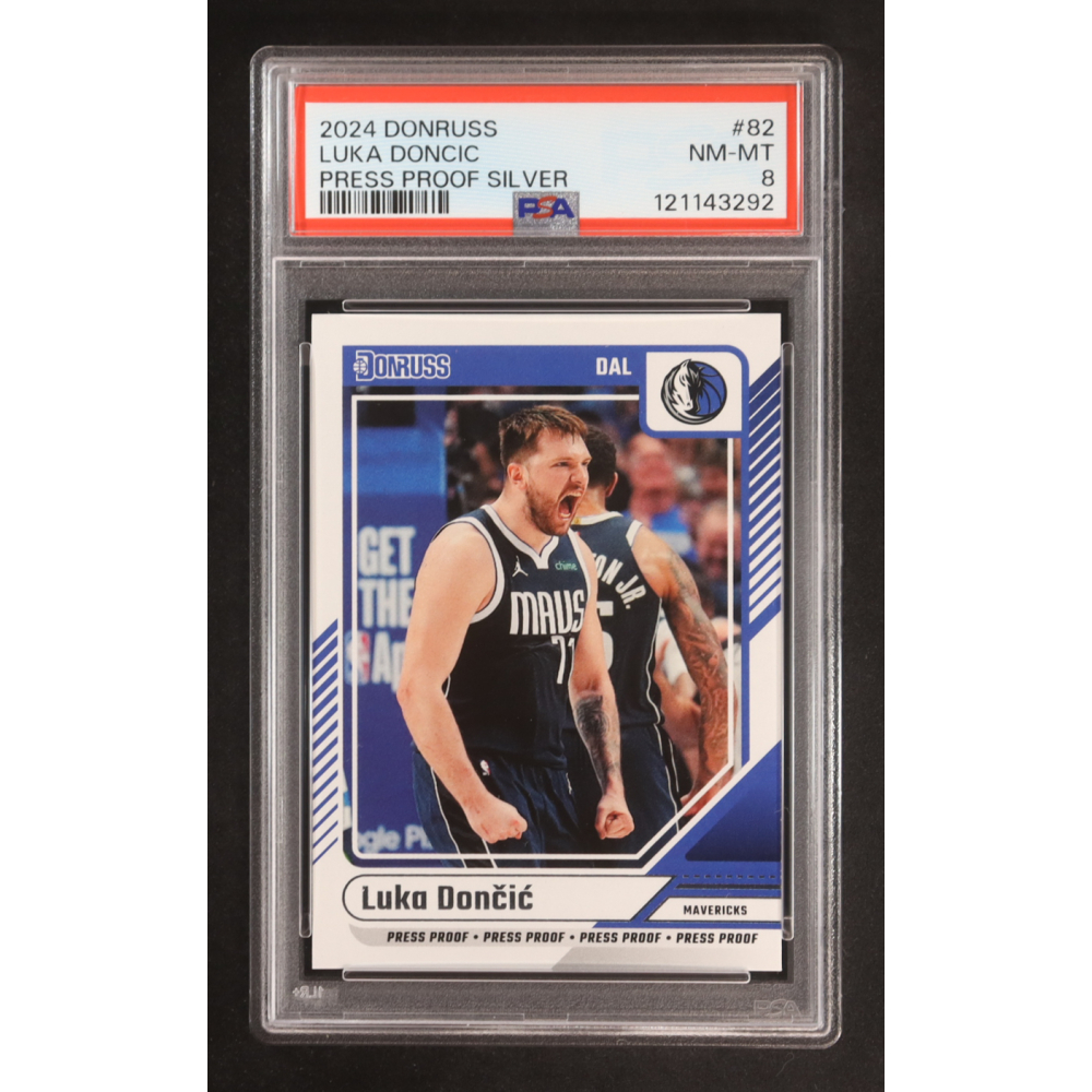 Luka Doncic 2024-25 Donruss Press Proof Silver #82 (PSA 8) at PristineAuction.com