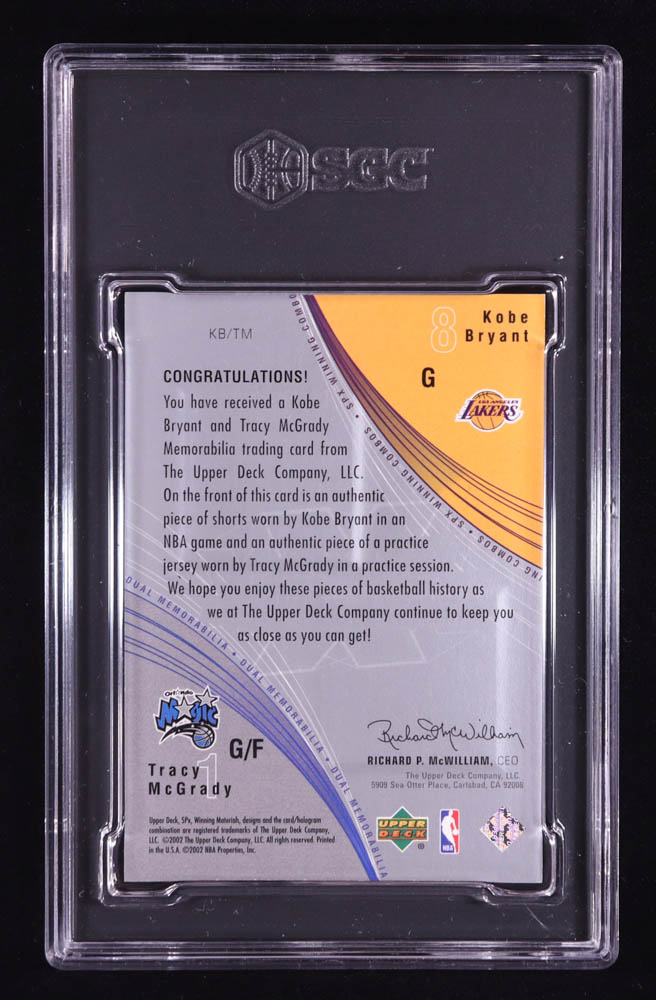 Kobe Bryant / Tracy McGrady 2002-03 SPx Winning Combos #KBTM SP (SGC 8) at PristineAuction.com Kobe Bryant / Tracy McGrady 2002-03 SPx Winning Combos #KBTM SP (SGC 8) at PristineAuction.com