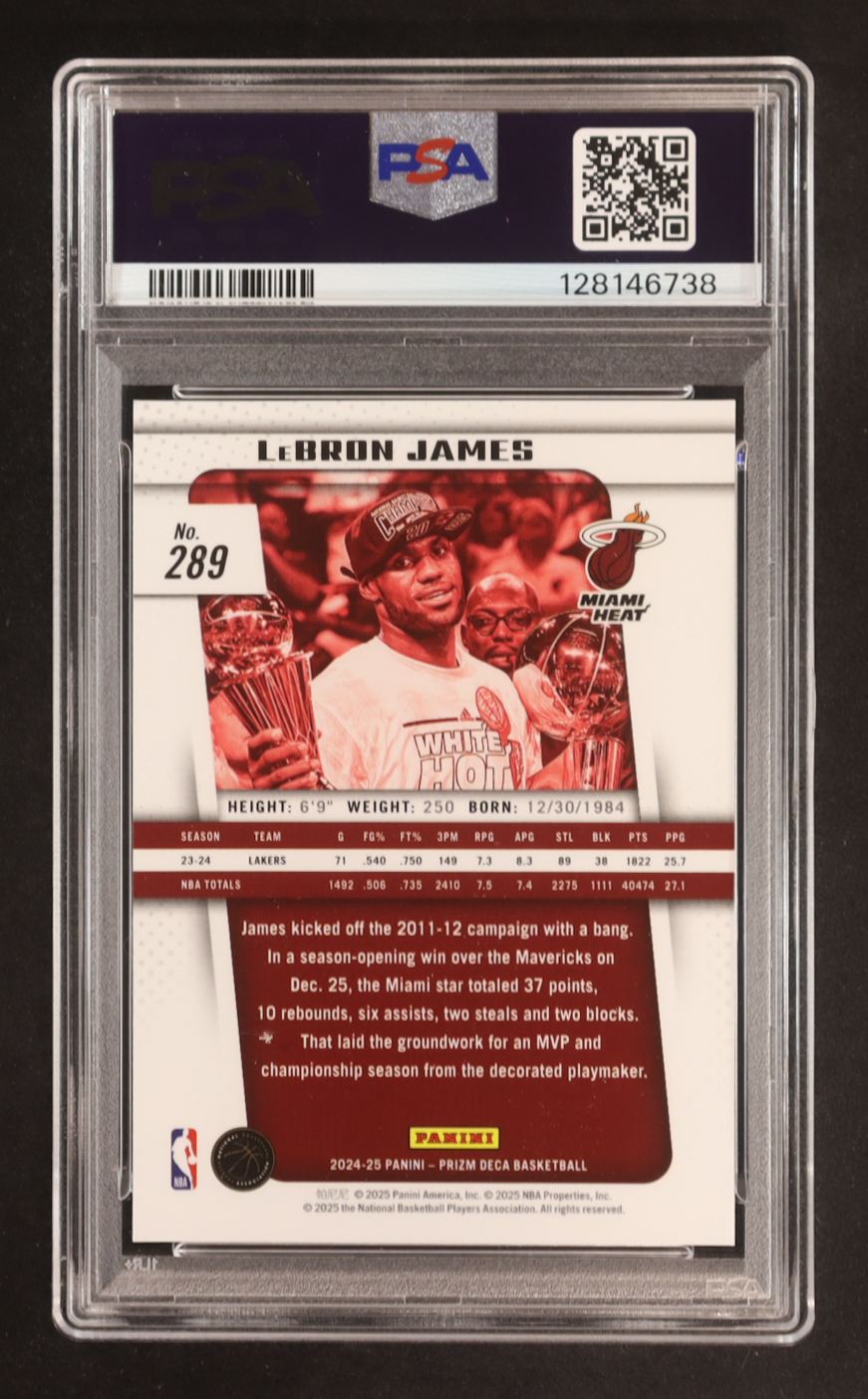 LeBron James MVP 2024-25 Prizm Deca Prizms Silver #289 (PSA 9) at PristineAuction.com LeBron James MVP 2024-25 Prizm Deca Prizms Silver #289 (PSA 9) at PristineAuction.com