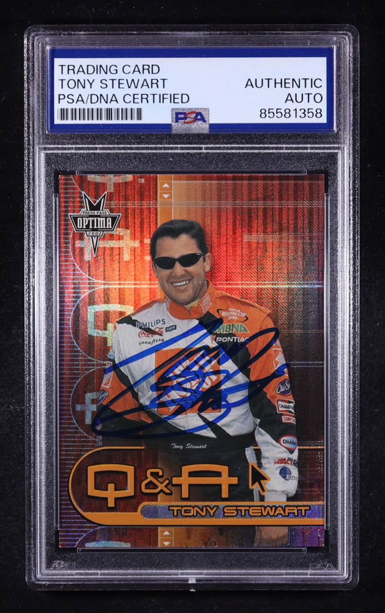 Tony Stewart Signed 2002 Press Pass Optima Q & A #QA9 (PSA) at PristineAuction.com Tony Stewart Signed 2002 Press Pass Optima Q & A #QA9 (PSA) at PristineAuction.com