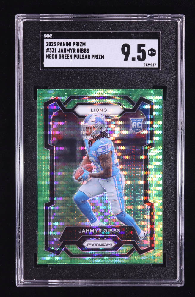 Jahmyr Gibbs 2023 Panini Prizm Prizms Neon Green Pulsar #331 RC (SGC 9.5) at PristineAuction.com Jahmyr Gibbs 2023 Panini Prizm Prizms Neon Green Pulsar #331 RC (SGC 9.5) at PristineAuction.com
