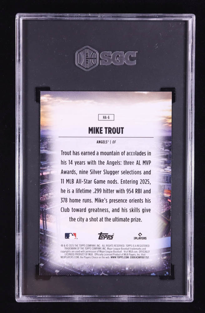 Mike Trout 2025 Topps Home Field Advantage #HA6 (SGC 10) at PristineAuction.com Mike Trout 2025 Topps Home Field Advantage #HA6 (SGC 10) at PristineAuction.com