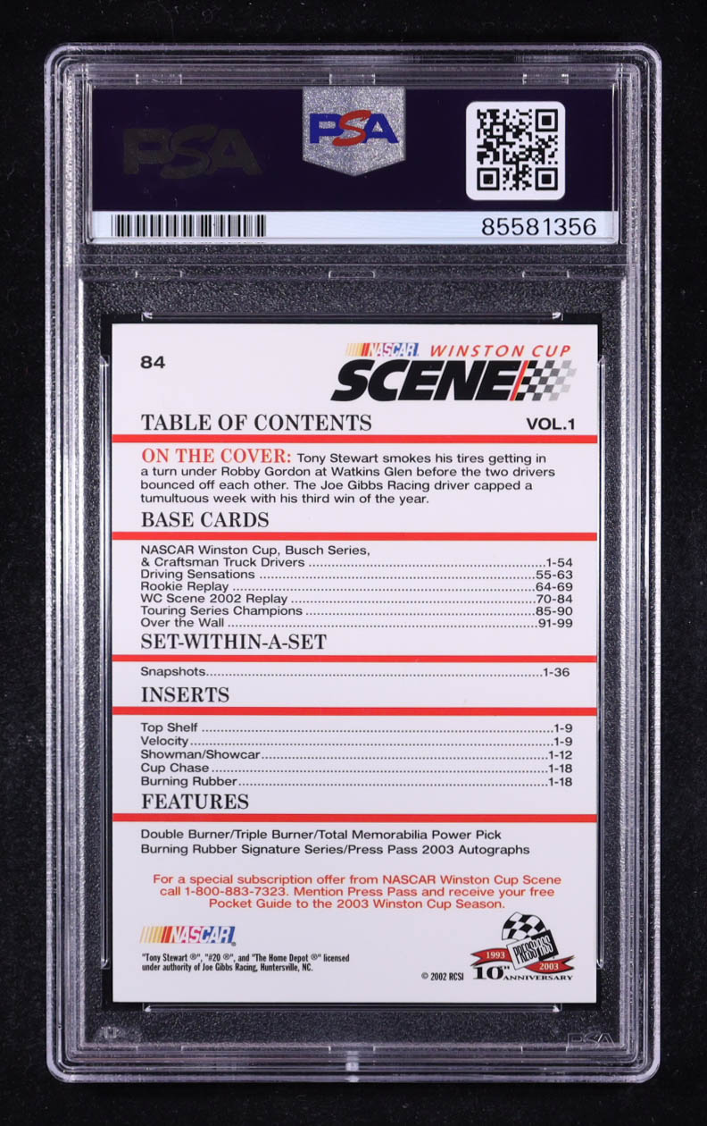 Tony Stewart Signed 2003 Press Pass Rags to Riches WCS #84 (PSA) at PristineAuction.com Tony Stewart Signed 2003 Press Pass Rags to Riches WCS #84 (PSA) at PristineAuction.com