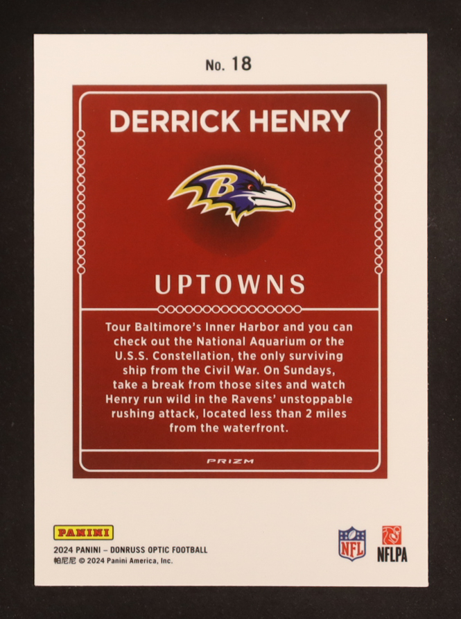 Derrick Henry 2024 Donruss Optic Uptowns #18 at PristineAuction.com Derrick Henry 2024 Donruss Optic Uptowns #18 at PristineAuction.com