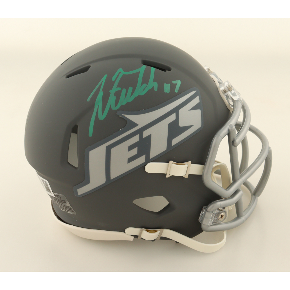 Justin Fields Signed Jets Slate Alternate Speed Mini Helmet (Beckett) at PristineAuction.com