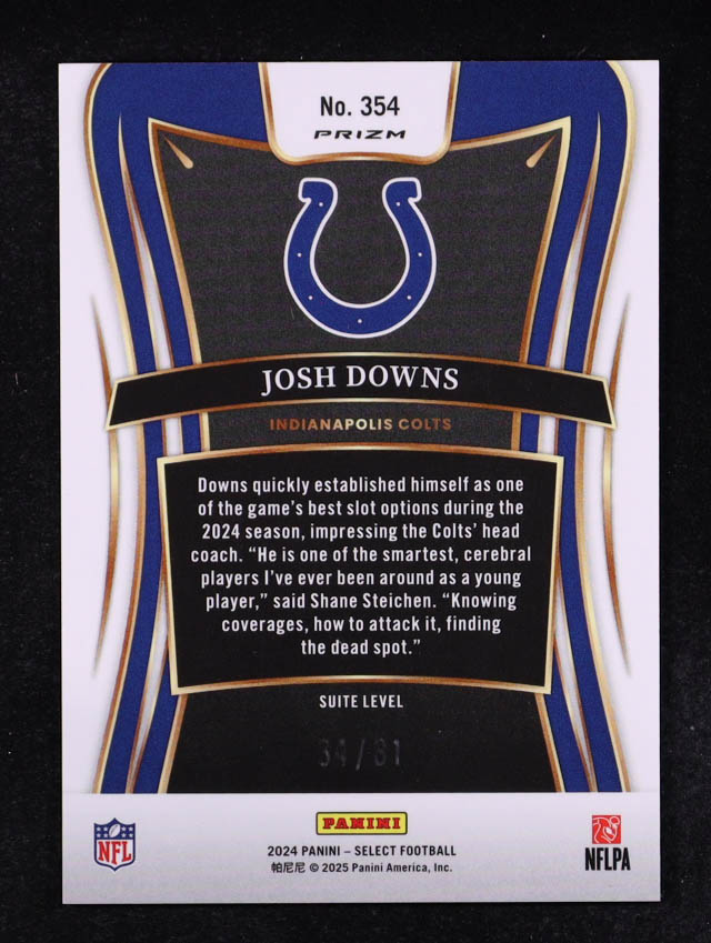 Josh Downs 2024 Select Prizm Dragon Scale #354 #34/81 at PristineAuction.com Josh Downs 2024 Select Prizm Dragon Scale #354 #34/81 at PristineAuction.com