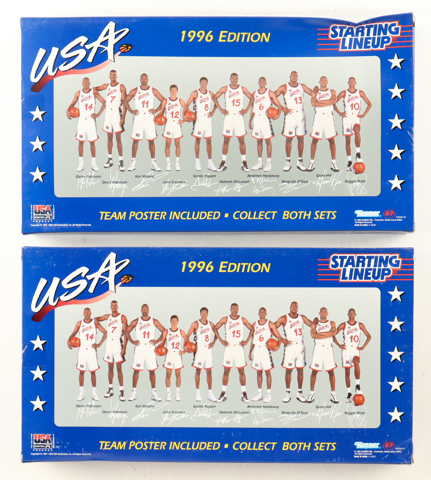 1996 Team USA Kenner Starting Lineup (2) Box Set With (10) Figures at PristineAuction.com 1996 Team USA Kenner Starting Lineup (2) Box Set With (10) Figures at PristineAuction.com