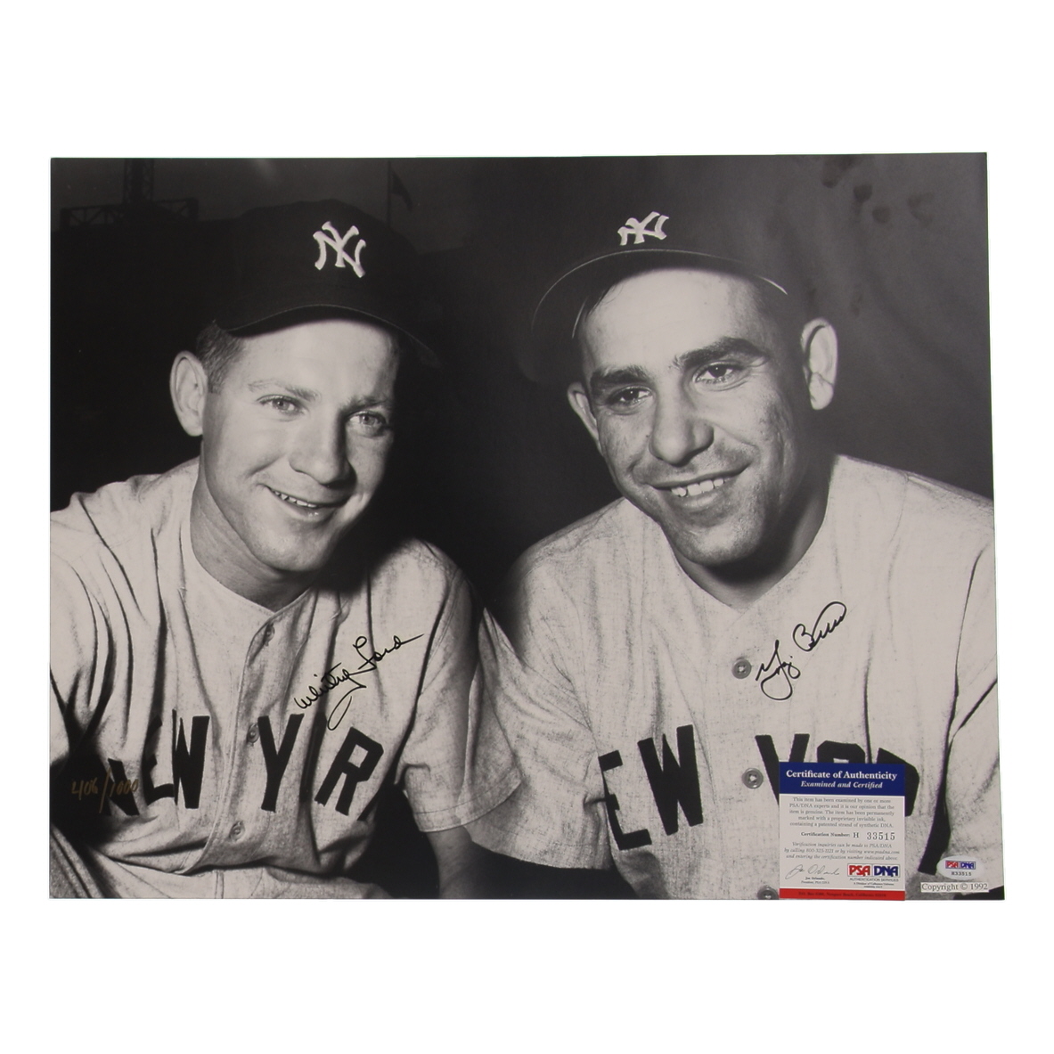 Yogi Berra & Whitey Ford Signed Yankees 16x20 Photo (PSA) at PristineAuction.com Yogi Berra & Whitey Ford Signed Yankees 16x20 Photo (PSA) at PristineAuction.com