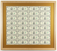 2013 U.S. $2 Dollar Bill Custom Framed Uncut Sheet Of (32) Bills at PristineAuction.com