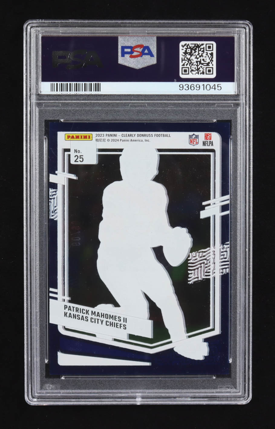 Patrick Mahomes II 2023 Clearly Donruss Blue #25 #60/99 (PSA 10) at PristineAuction.com Patrick Mahomes II 2023 Clearly Donruss Blue #25 #60/99 (PSA 10) at PristineAuction.com