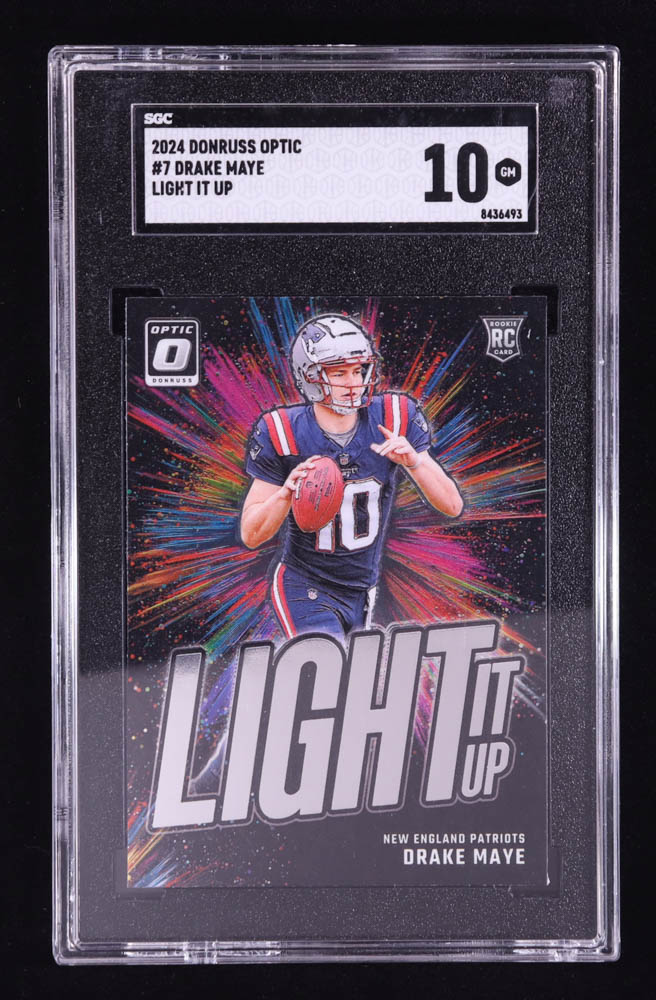 Drake Maye 2024 Donruss Optic Light it Up #7 RC (SGC 10) at PristineAuction.com Drake Maye 2024 Donruss Optic Light it Up #7 RC (SGC 10) at PristineAuction.com