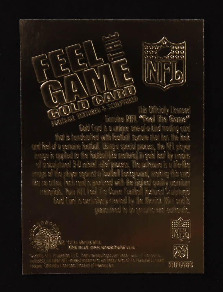 Tom Brady 2006 Merrick Mint Feel the Game Gold Card at PristineAuction.com Tom Brady 2006 Merrick Mint Feel the Game Gold Card at PristineAuction.com
