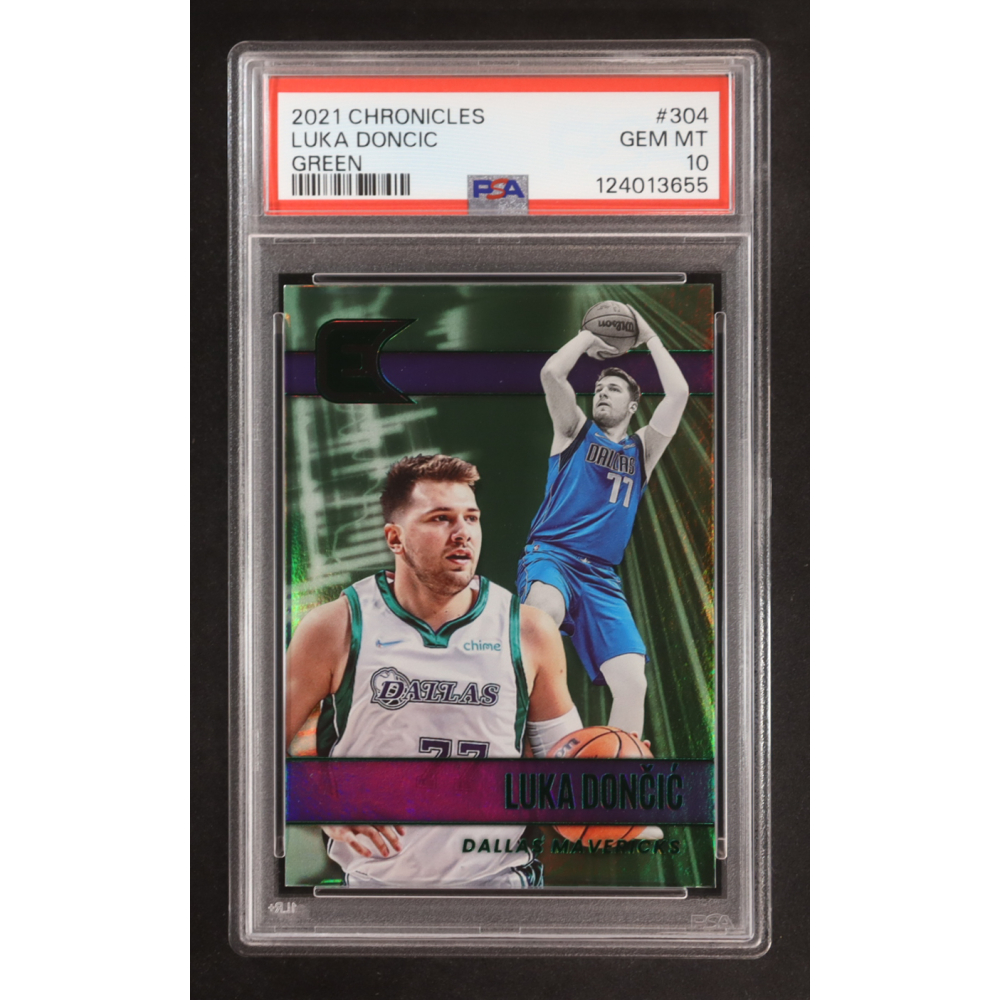 Luka Doncic/Essentials 2021-22 Panini Chronicles Green #304 (PSA 10) at PristineAuction.com